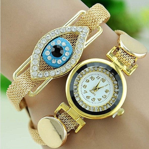 Gold Serpent Indian Blue Eye Wrist Watch