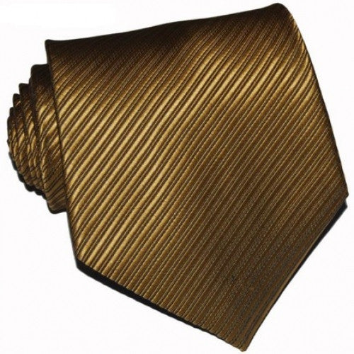 Dark Gold Striped Jacquard Woven Silk Tie