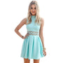 Turtleneck Lace Stitching Mint Dress