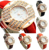 Crystal Dial Leather Belt Wrist Watch
