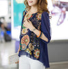 Spring Summer Retro Pleated Printed Blouse