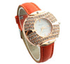 Crystal Dial Leather Belt Wrist Watch