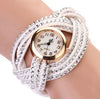 Multi Layer Rhinestone Weave Leather Watch