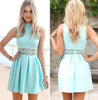 Turtleneck Lace Stitching Mint Dress