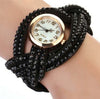 Multi Layer Rhinestone Weave Leather Watch