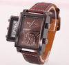 Rectangle Dial Military Leather Strap Watch