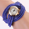 Multi Layer Rhinestone Weave Leather Watch