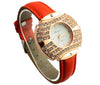 Crystal Dial Leather Belt Wrist Watch