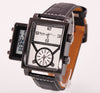 Rectangle Dial Military Leather Strap Watch