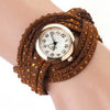 Multi Layer Rhinestone Weave Leather Watch