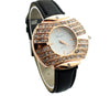 Crystal Dial Leather Belt Wrist Watch